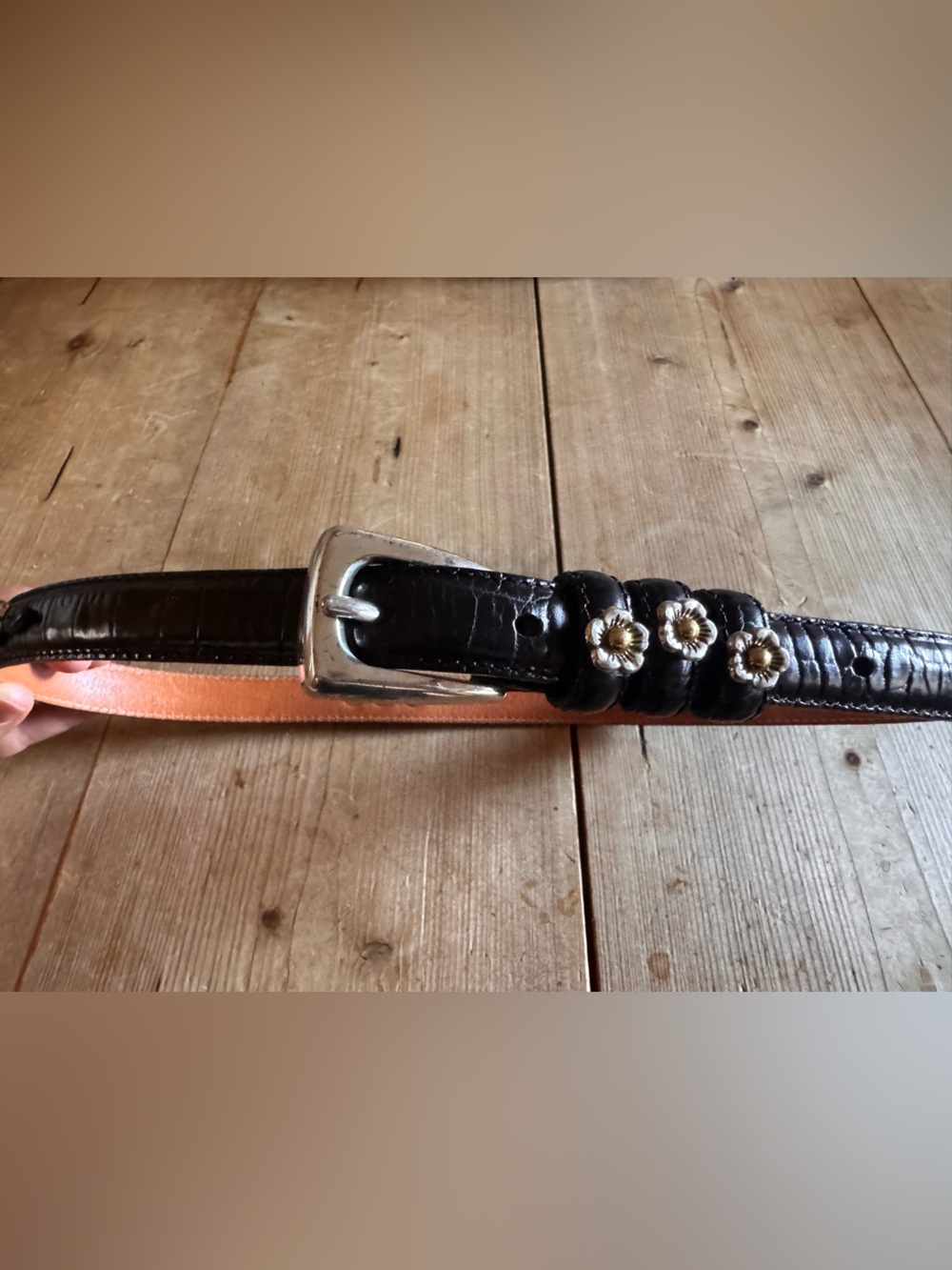 Brighton Genuine Leather Women’s Belt with Floral Accents